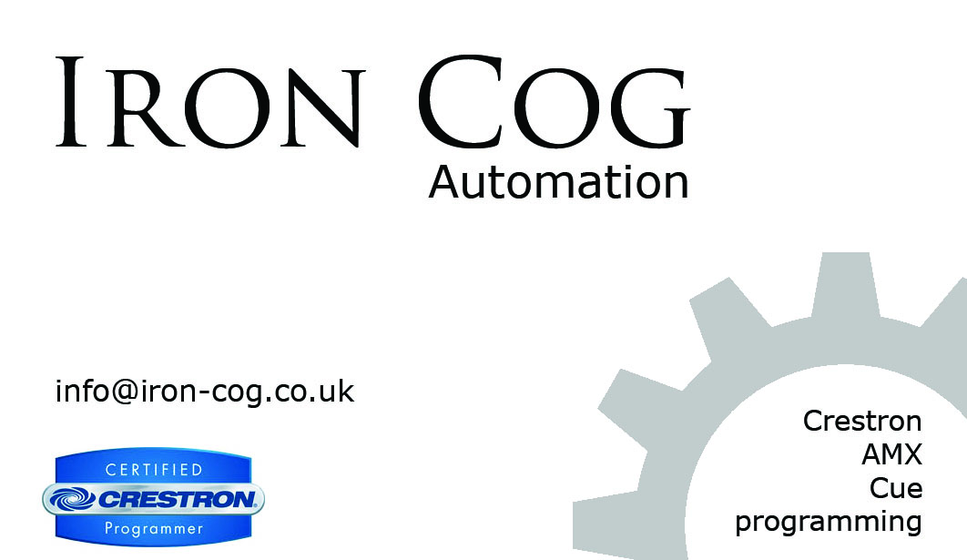 AMX,Crestron,Cue,Automation,Iron Cog,CAIP,CSP,ACE,Programmer,Programming